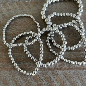 Elegant Silver Beaded Bracelet Set